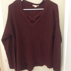 V-neck Maroon Sweater